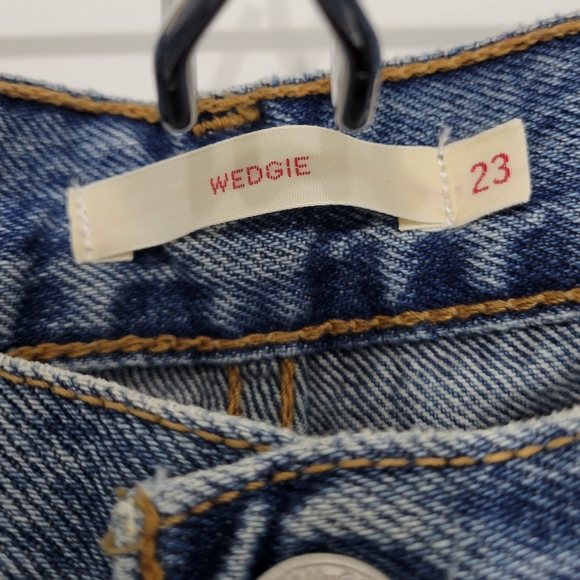 Levi's Wedgie Icon High Rise Fray Hem Straight Leg Ankle Jeans - Picture 10 of 11